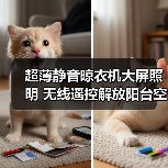 超薄静音晾衣机大屏照明 无线遥控解放阳台空间(图2) 超薄静音晾衣机大屏照明 无线遥控解放阳台空间(图2)